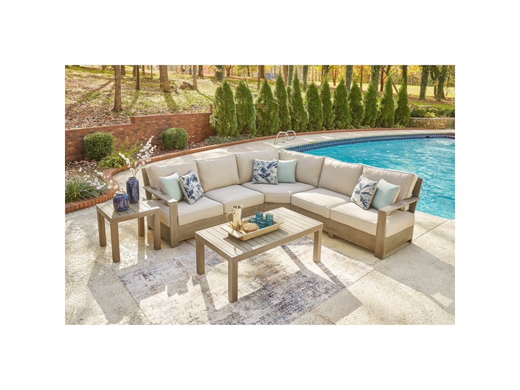 Signature Design by Ashley Silo Point Outdoor Sectional Set with Tables